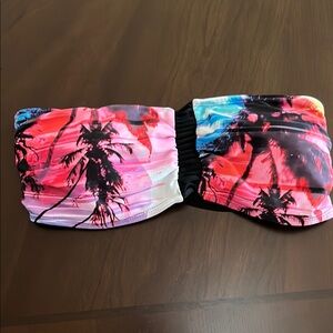 5 / $15 Forever 21 Pink and Black Bandeau Swim Top with crisscrossed back